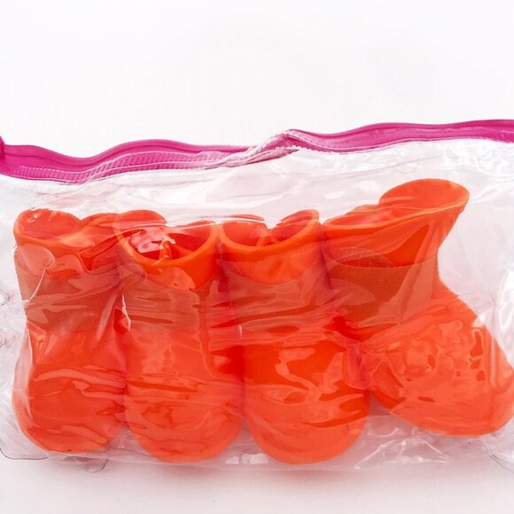 Orange Waterproof Dog Cat Candy Boots Reusable Adjustable Pet Shoes Size M - Picture 1 of 2